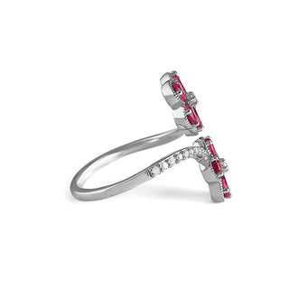 2.5 Carat Ruby and Diamond Floral Ring in Sterling Silver
