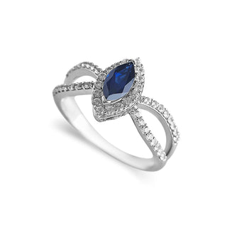 1.4 Carat Blue & White Sapphire Interlocking Ring in Sterling Silver