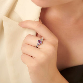 1.1 Carat Amethyst and White Topaz Interlocking Pear Shaped Ring in Sterling Silver