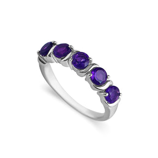 1.2 Carat Amethyst Interlinked Band Ring in Sterling Silver