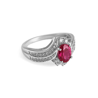 2.4 Carat Ruby & White Sapphire Waves Ring in Sterling Silver