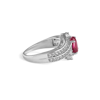 2.4 Carat Ruby & White Sapphire Waves Ring in Sterling Silver