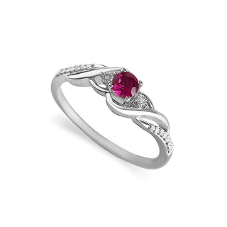 3/8 Carat Ruby & Diamond Twisted Ring in Sterling Silver
