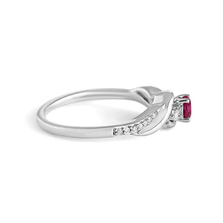3/8 Carat Ruby & Diamond Twisted Ring in Sterling Silver