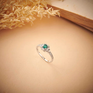 1/3 Carat Emerald Diamond Ring in Sterling Silver
