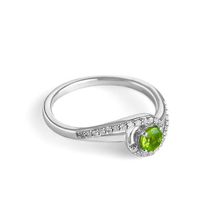 1/4 Carat Peridot Diamond Twisted Ring in Sterling Silver
