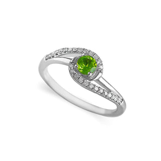 1/4 Carat Peridot Diamond Twisted Ring in Sterling Silver
