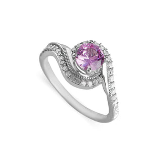1.1 Carat Pink Sapphire and Diamond Twisted Ring in Sterling Silver