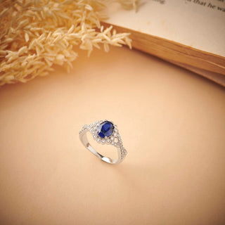 2.2 Carat Alternating Blue & White Sapphire Ring in Sterling Silver