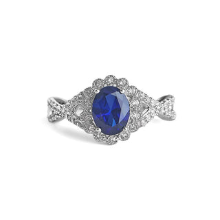 2.2 Carat Alternating Blue & White Sapphire Ring in Sterling Silver