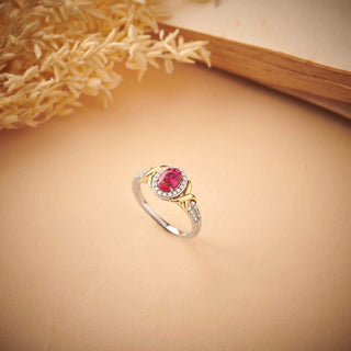 1.1 Carat Classic Ruby and Diamond Ring in Sterling Silver and 10K White Gold