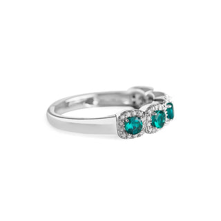 5/8 Carat Emerald & Diamond Band Ring in Sterling Silver