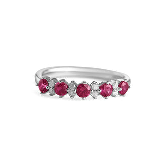 3/4 Carat Ruby & Diamond Band Ring in Sterling Silver