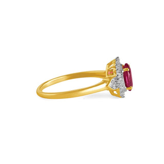 1.1 Carat Oval Shaped Ruby & Diamond Ring in 10K Yellow Gold