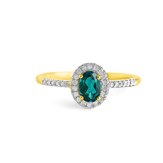1/2 Carat Oval Shaped Emerald & Diamond Ring in 10K Yellow Gold