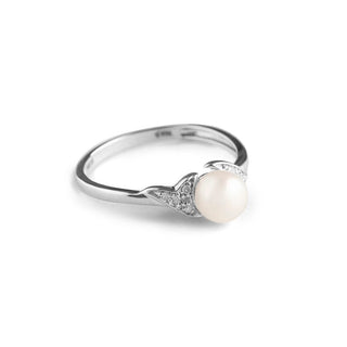 1.4 Carat Pearl and Diamond Accent Ring in 10K White Gold