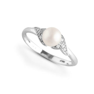 1.4 Carat Pearl and Diamond Accent Ring in 10K White Gold