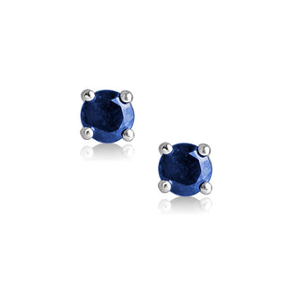 1.5 Carat Round Blue Sapphire Stud Earrings in 10K White Gold