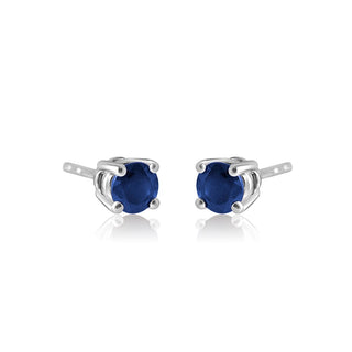 1.5 Carat Round Blue Sapphire Stud Earrings in 10K White Gold
