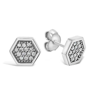 1/6 Carat Diamond Hexagon Cluster Earrings in 10K White Gold