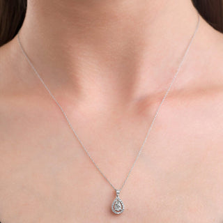 1/4 Carat Diamond Teardrop Necklace in 10K White Gold - 18"